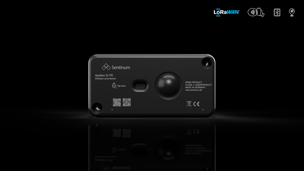 Apollon‑Q Sensor zur drahtlosen Füllstands- und Distanzmessung von Behältern über LoRaWAN®