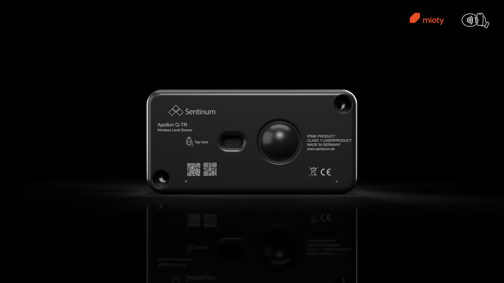 Apollon‑Q Sensor zur drahtlosen Füllstands- und Distanzmessung von Behältern über mioty®