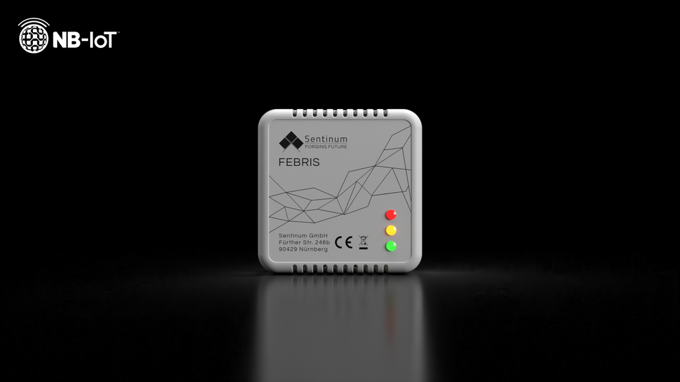 Febris Indoor CO2-Sensor zur kontinuierlichen Überwachung der Raumluftqualität mit Messung der Kohlendioxidkonzentration sowie weiterer Klimaparameter in Innenräumen