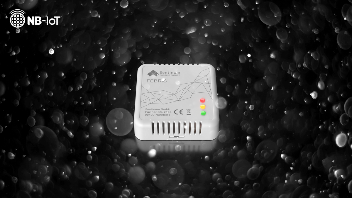 Febris Indoor Temperatur Luftfeuchte Sensor narroband nb-IoT Mobilfunk LPWA von Sentinum
