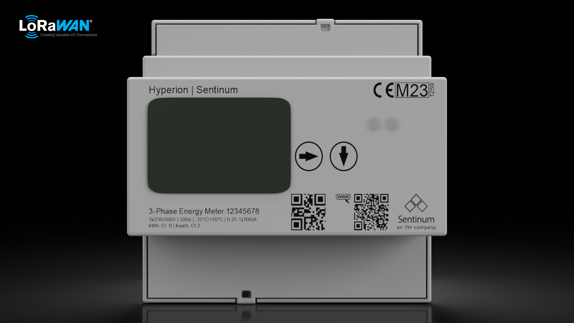 LoRa Energiezähler für Energiemonitoring nach ISO 50001
, Hyperion IoT Energymeter LoRa front view