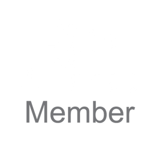 Logo des Kommunikationsstandards LoRaWAN. Zu sehen ist das Logo inklusive des "Alliance Member" Schriftzugs. 
