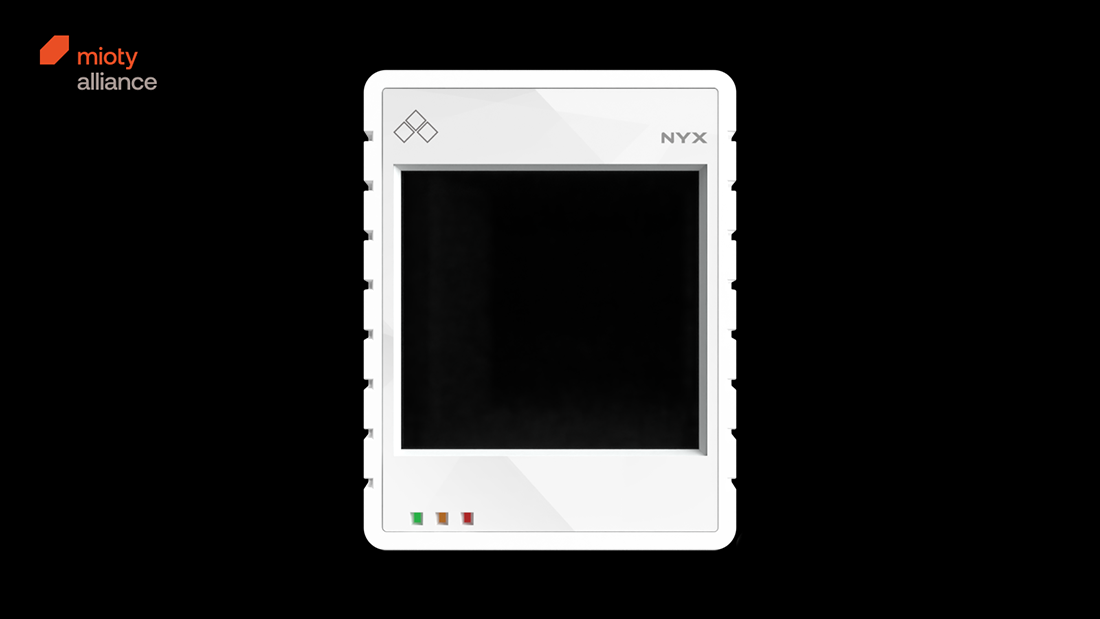 Ultraflacher solarbetriebener mioty Indoor Temperatur‑ und Luftfeuchtesensor